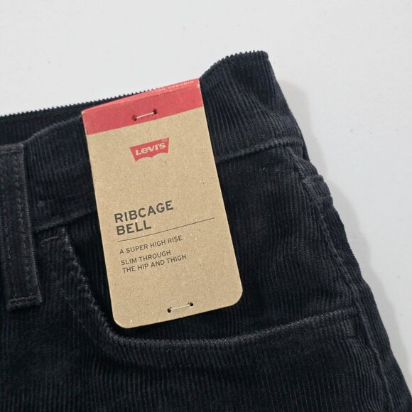 NWT Levi's Ribcage Bell Bottom Flare Corduroy Pants 70s Size 29 Black - Picture 8 of 8